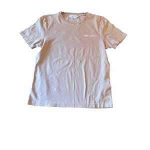 Jimmy Choo London XS Beige Cotton T-Shirt Made In Italy Designer Novelty
